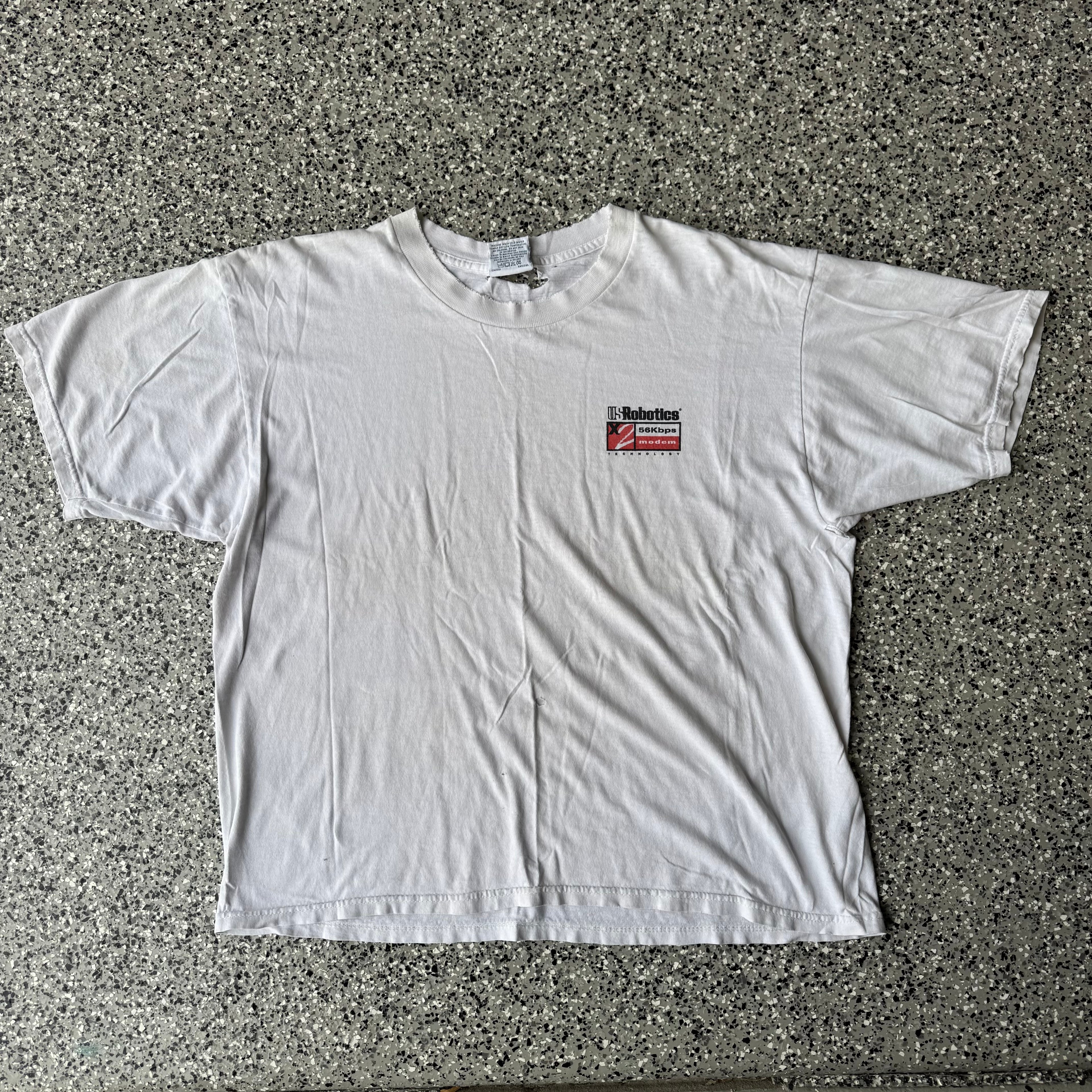1990s US Robotics Tech Surf-snowboard-outdoor Distressed t-shirt (XL)