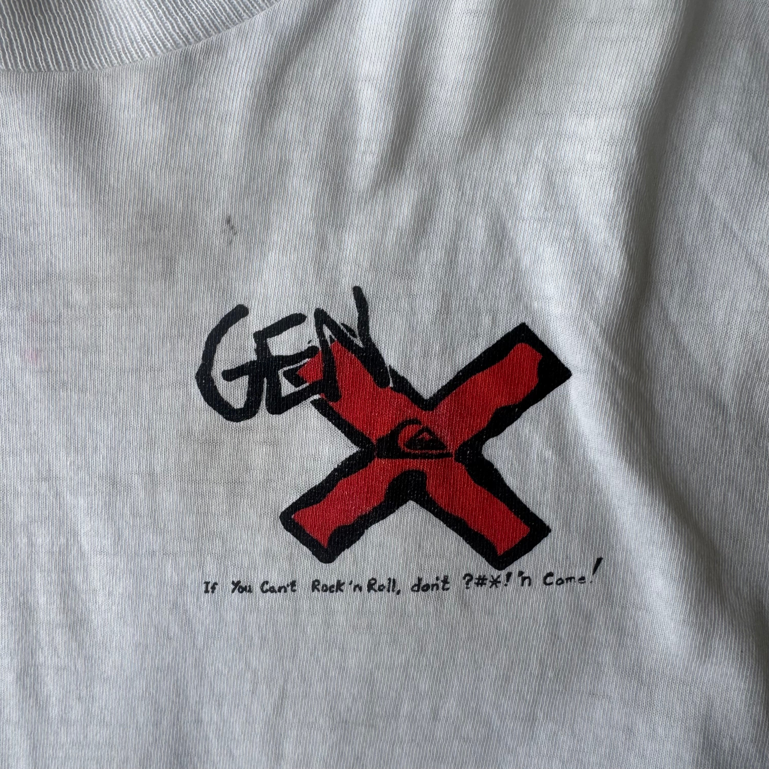 1980s Quiksilver Surf “If you Can’t rock and roll don’t F*cking come” Distressed shirt (M)