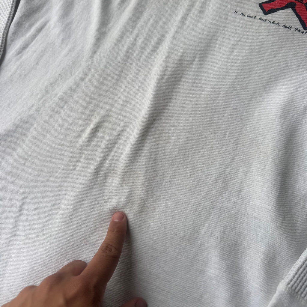 1980s Quiksilver Surf “If you Can’t rock and roll don’t F*cking come” Distressed shirt (M)