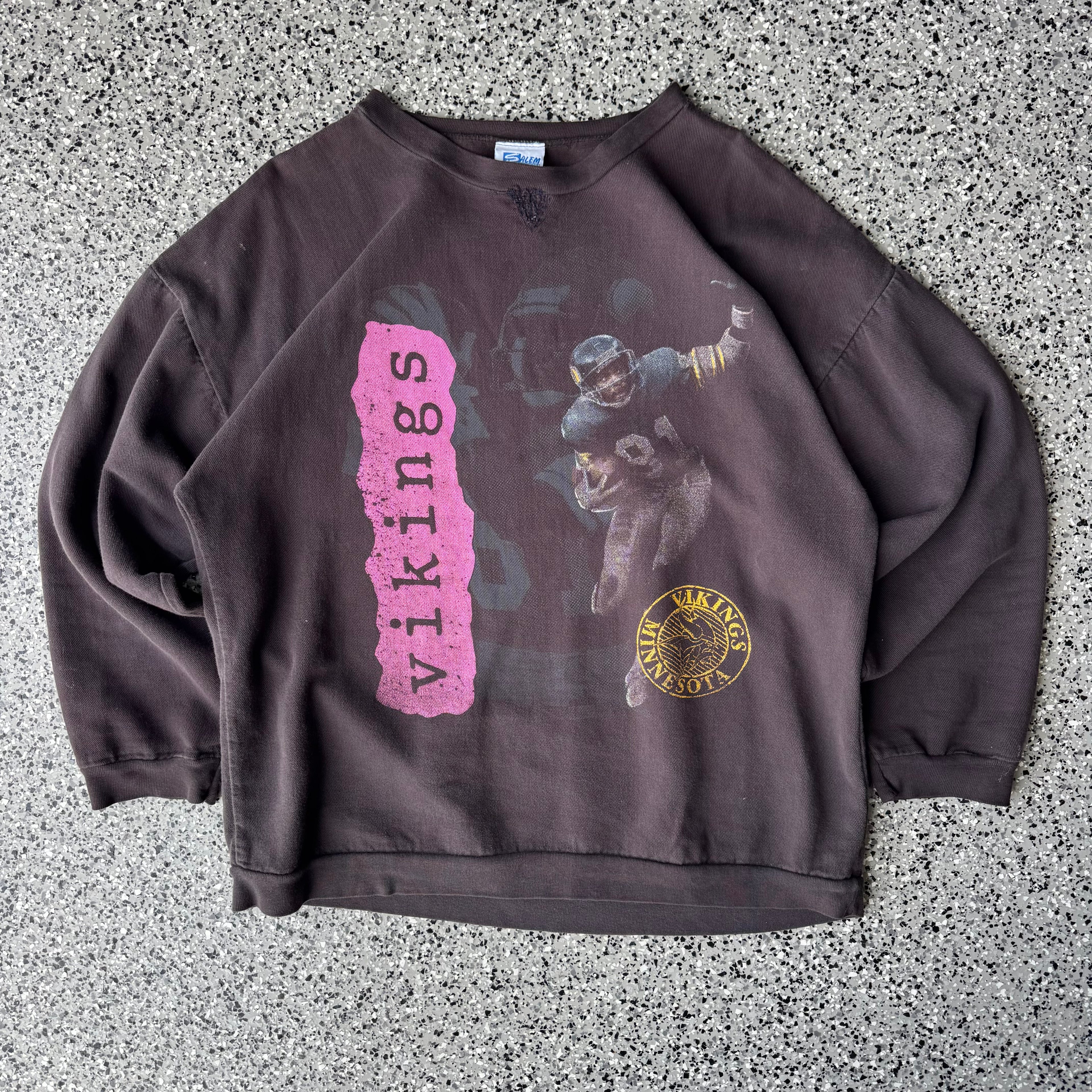 1990s Salem Minnesota Vikings Crewneck Faded and repaired (L)