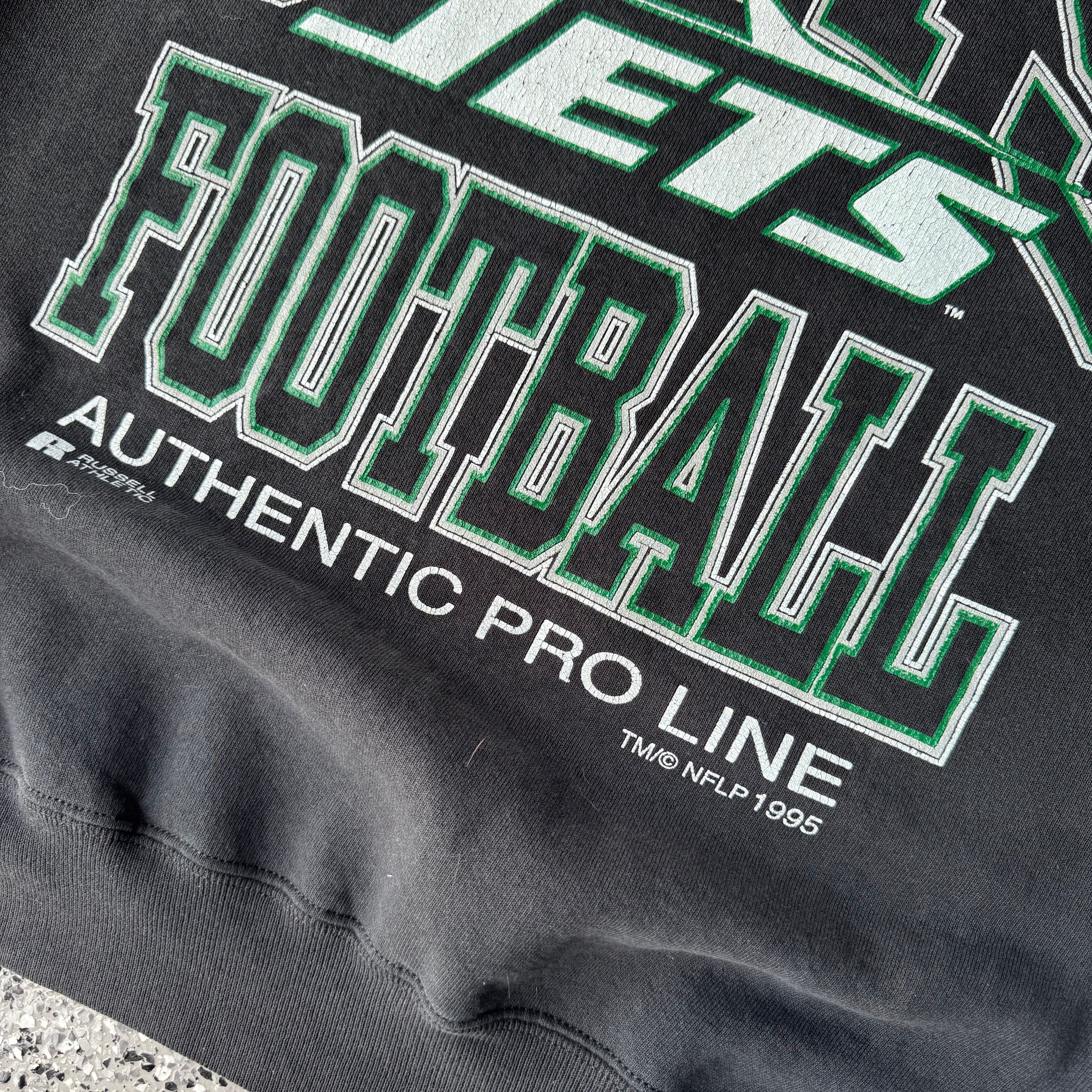 1990s Russell Jets Football Made in USA Black Crewneck (XL)