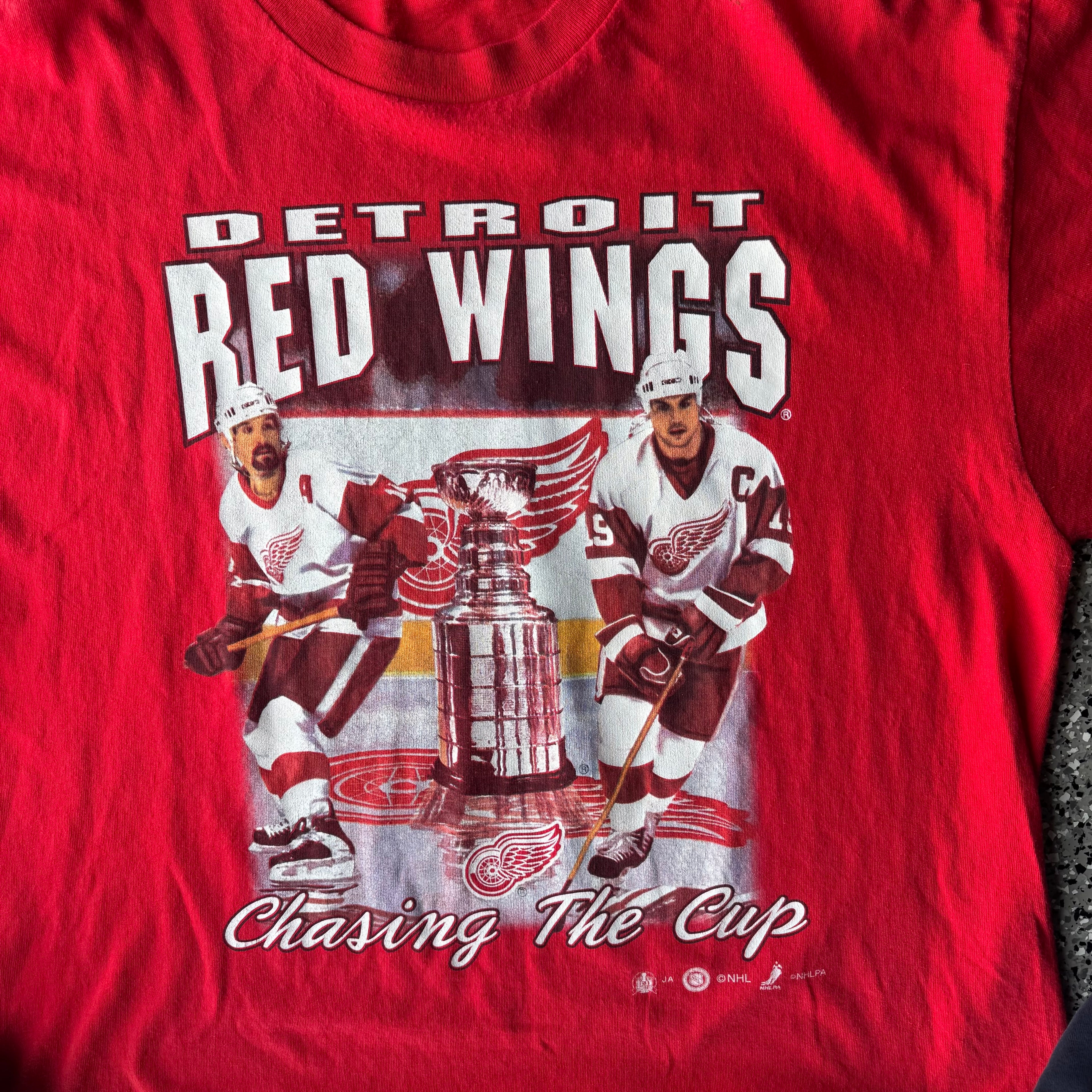 1990s Detroit Red Wings Hockey Red t-shirt (L)