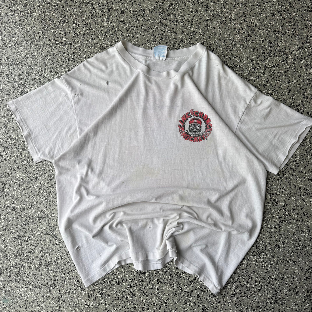 1990s Give Blood Play Hockey Distressed T-shirt (L)