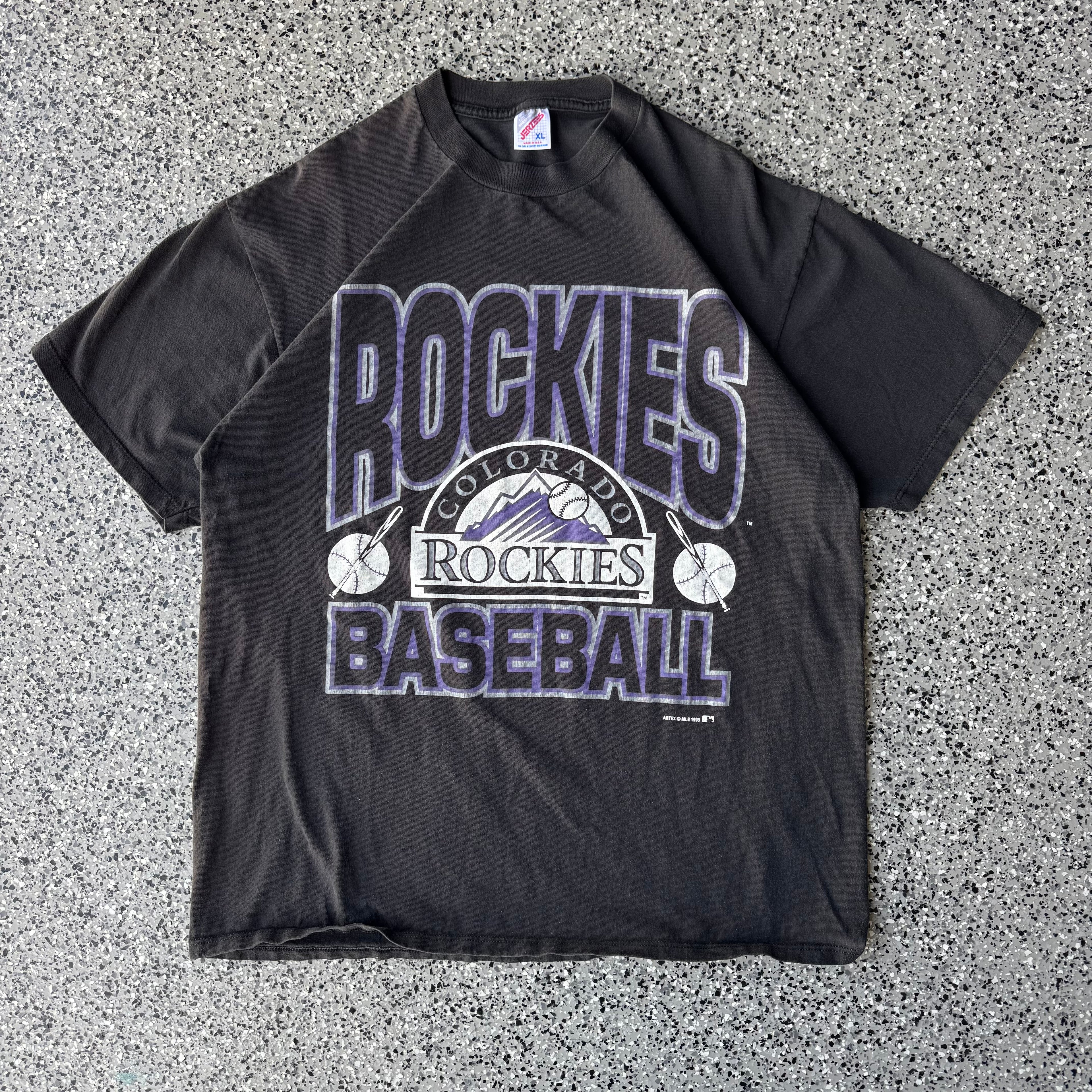 1990s Rockies Baseball Black T-Shirts (XL)