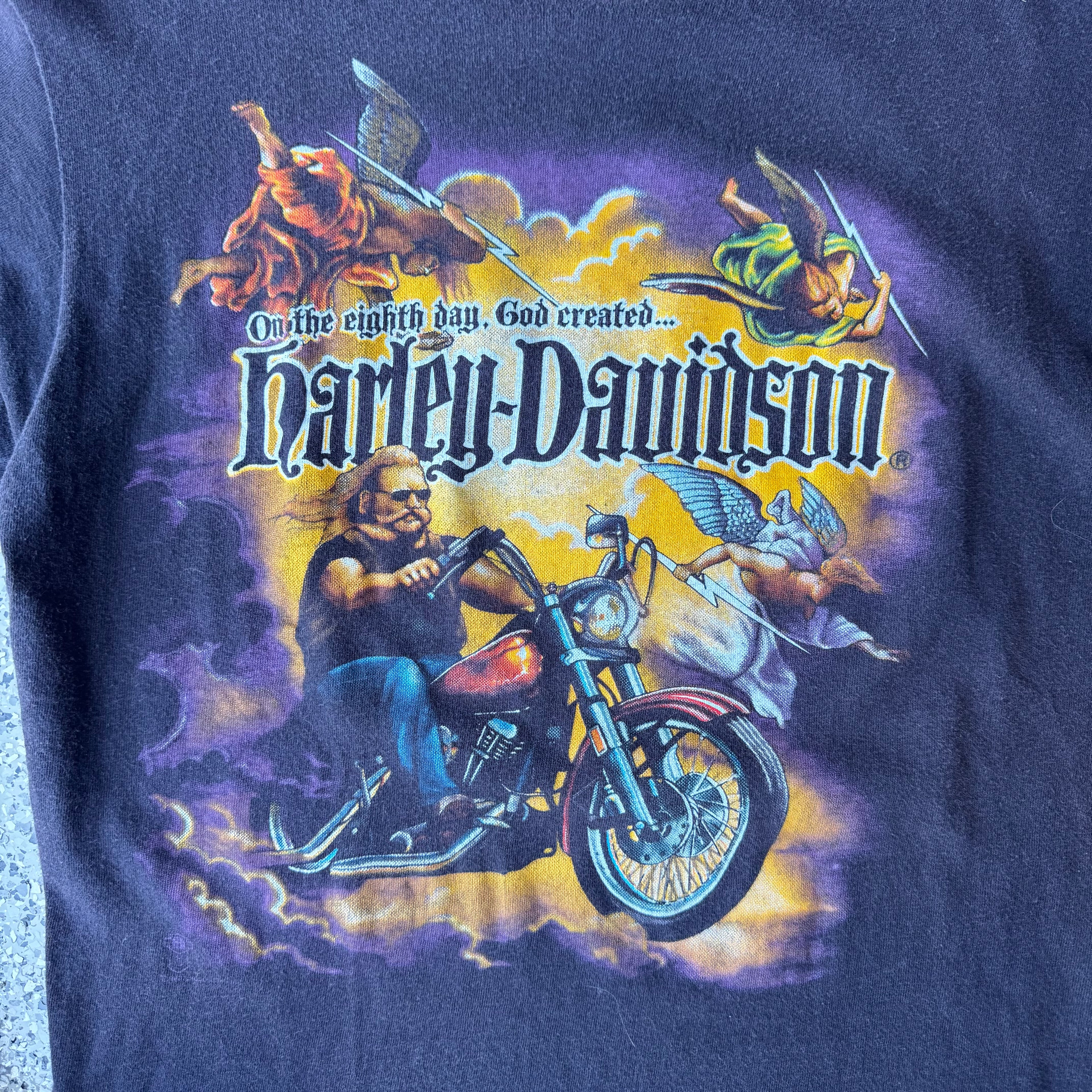 1980s Harley Davidson “On the 8th day God created”