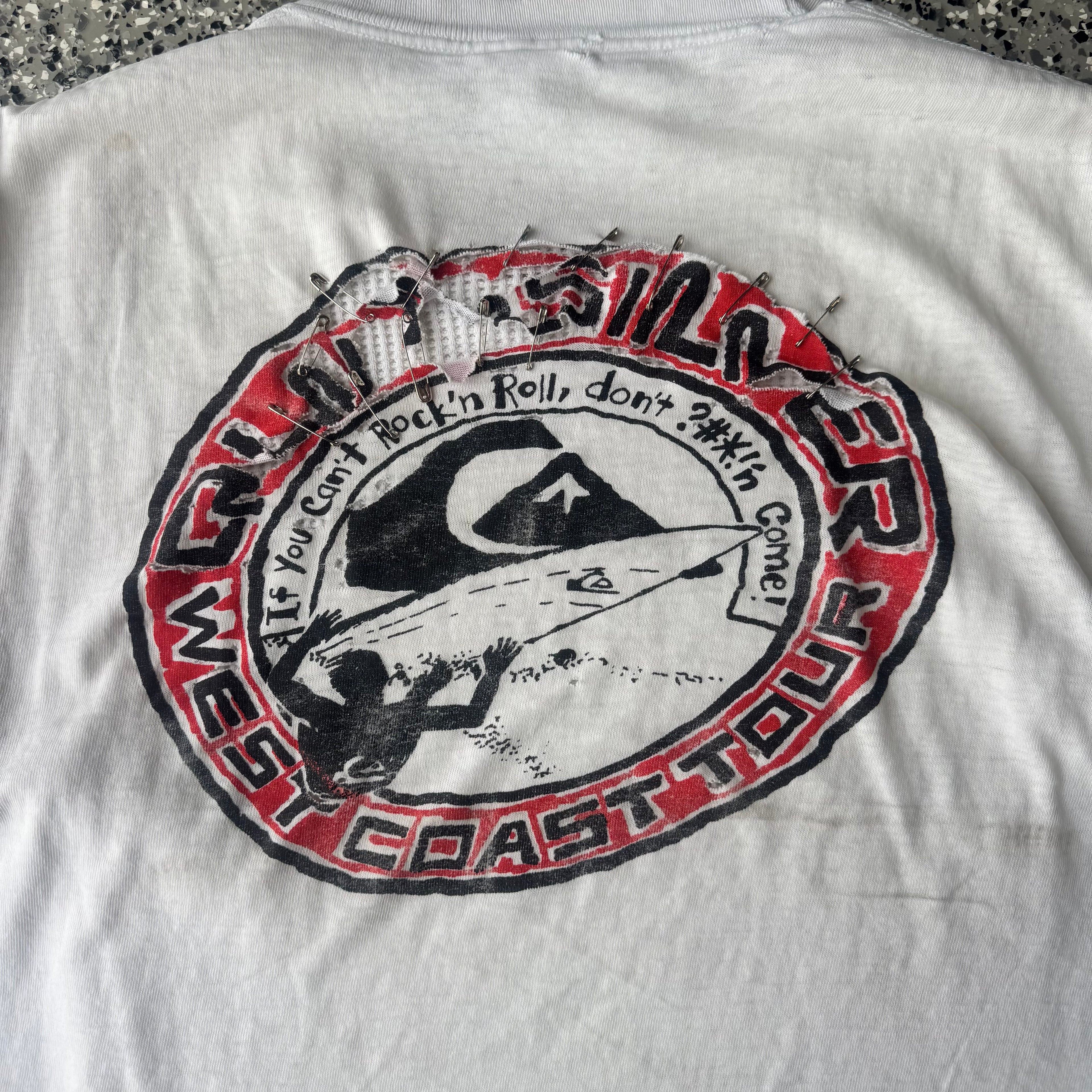 1980s Quiksilver Surf “If you Can’t rock and roll don’t F*cking come” Distressed shirt (M)