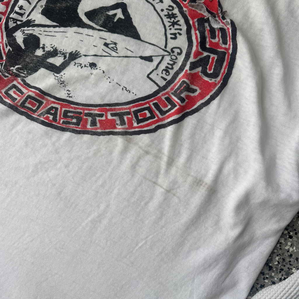 1980s Quiksilver Surf “If you Can’t rock and roll don’t F*cking come” Distressed shirt (M)