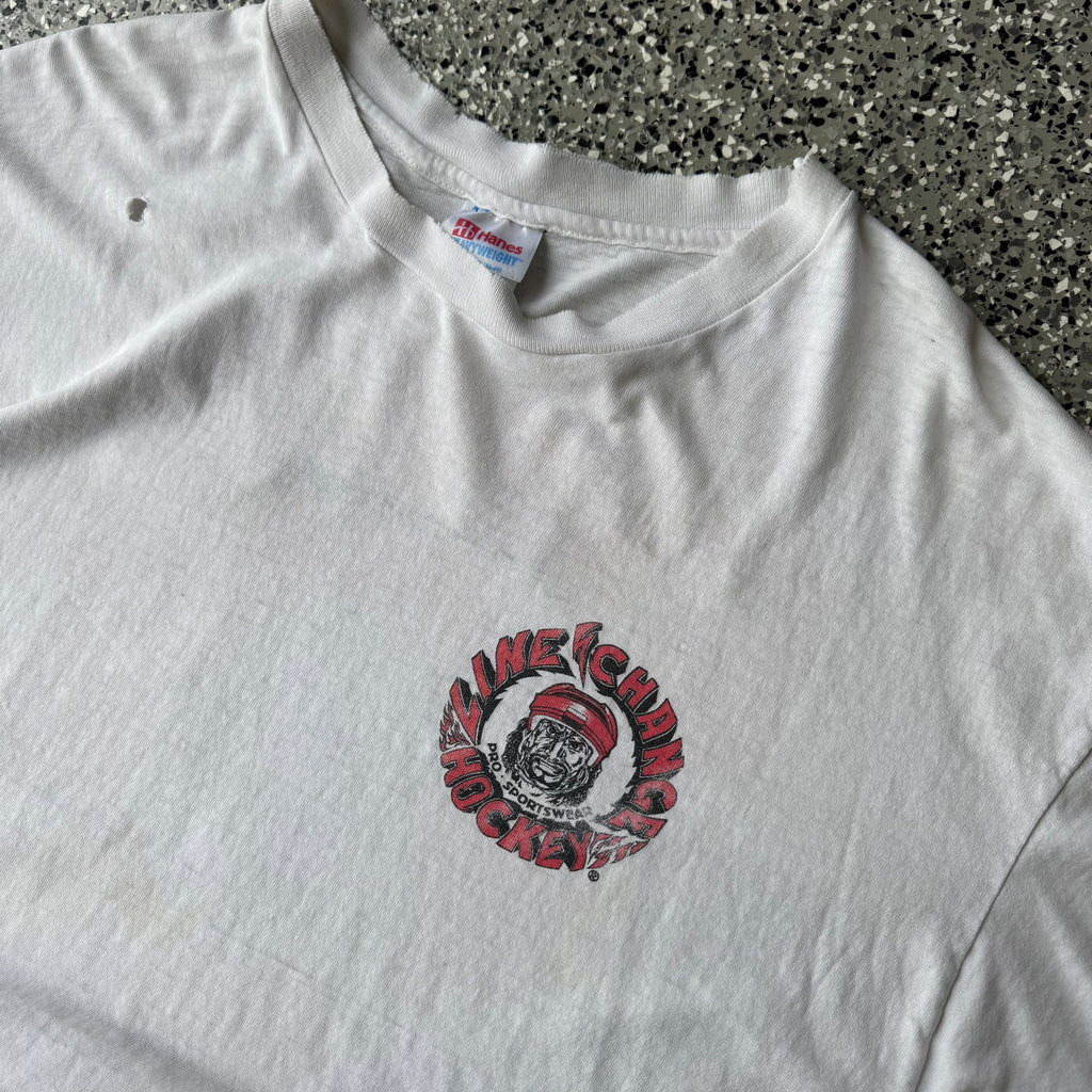 1990s Give Blood Play Hockey Distressed T-shirt (L)