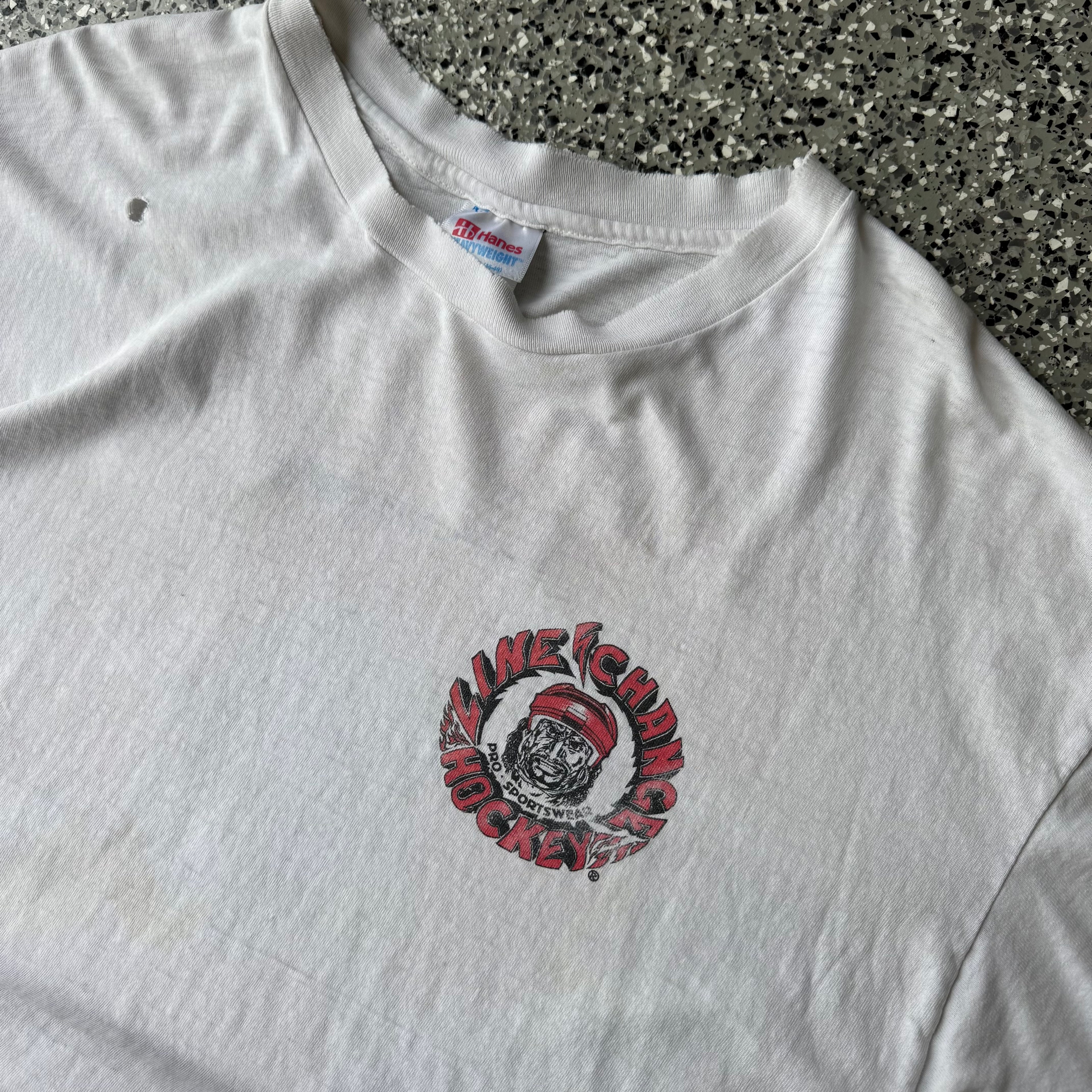 1990s Give Blood Play Hockey Distressed T-shirt (L)