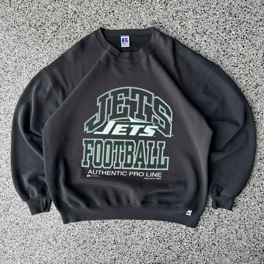 1990s Russell Jets Football Made in USA Black Crewneck (XL)